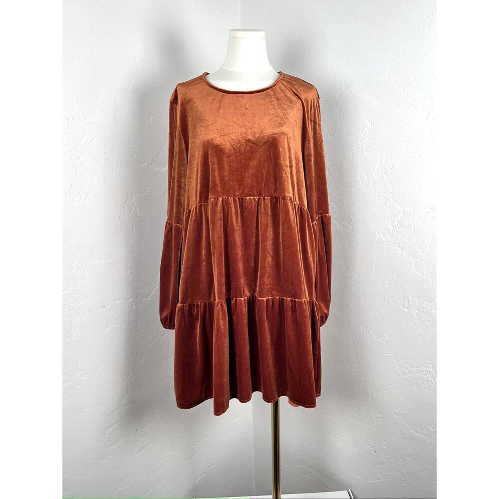 RICH RUST STRETCH VELVET DRESS (Woman's: XL)